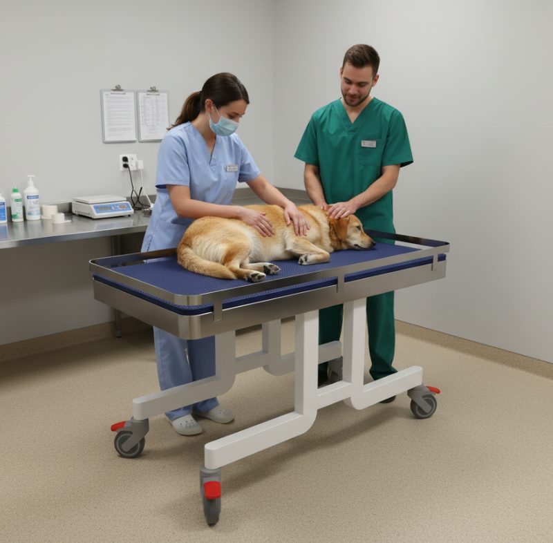 T-MED - Mesa veterinaria móvil con colchoneta